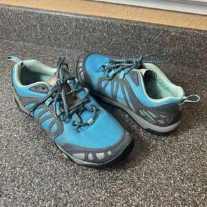 Merrell Women's 9 Outdoor Hiking Hybrid Athletic Shoes Blue/Gray Lace Up Low Top